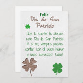 Carte de vœux de la Saint-Patrick en espagnol (Devant / Derrière)
