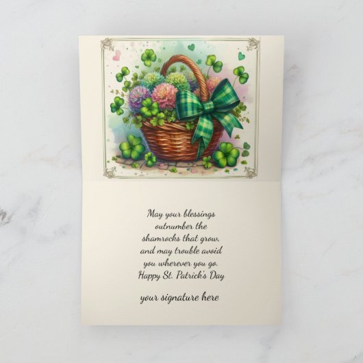 Carte de vœux de la Saint-Patrick Irish Blessing (Intérieur)