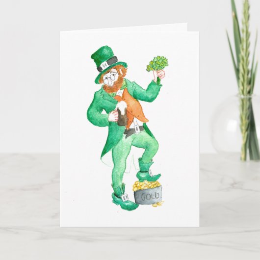 Carte de voeux de la Saint Patrick 'Leprechaun' (Devant)