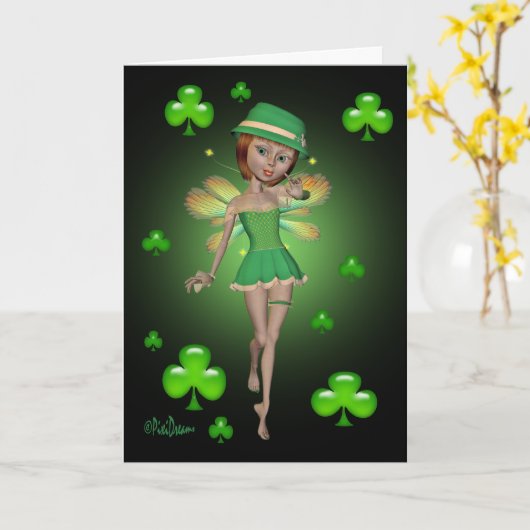 Carte de voeux de la Saint Patrick - Pixie irlanda (Fleur jaune)