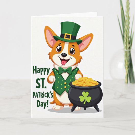 Carte de vœux de la Saint-Patrick pour Corgi (Devant)