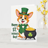 Carte de vœux de la Saint-Patrick pour Corgi (Fleur jaune)