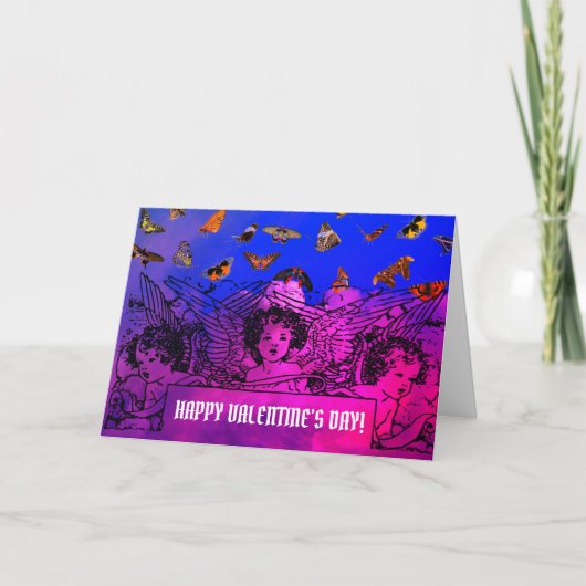 CARTE DE VOEUX DE LA SAINT-VALENTIN AVEC DES ANGES (Devant)