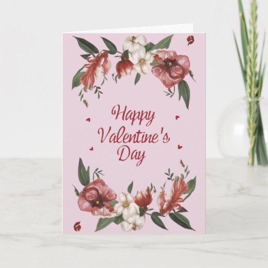 Carte de vœux de la Saint-Valentin avec des fleurs (Devant)