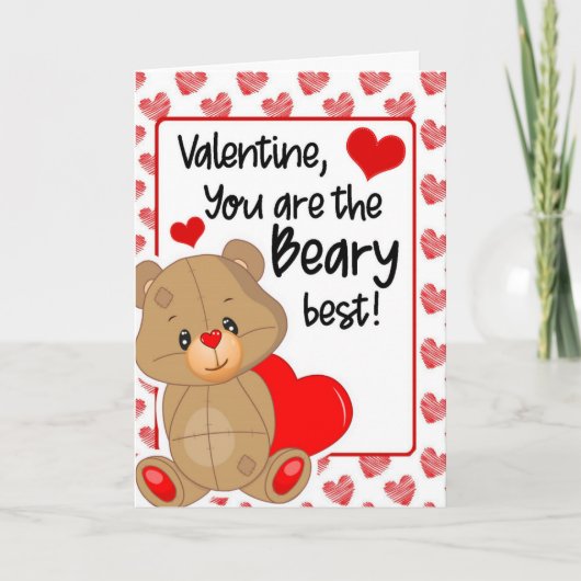 Carte de vœux de la Saint-Valentin Beary Best Hear (Devant)