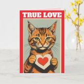 CARTE DE VOEUX DE LA SAINT-VALENTIN CHAT AMOUR VRA (Fleur jaune)
