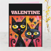 CARTE DE VOEUX DE LA SAINT-VALENTIN CHAT LES CHATS (Fleur jaune)