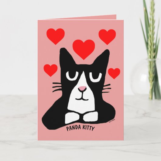 CARTE DE VŒUX DE LA SAINT-VALENTIN CHAT PANDA KITT (Devant)