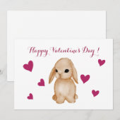 Carte de vœux de la Saint-Valentin de lapin (Devant / Derrière)