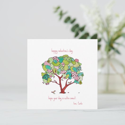 Carte de vœux de la Saint-Valentin Heart Tree Happ (Debout devant)