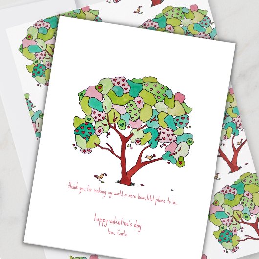 Carte de vœux de la Saint-Valentin Heart Tree Happ