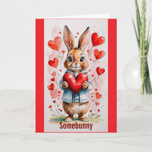 Carte de vœux de la Saint-Valentin Lapin avec des (Devant)