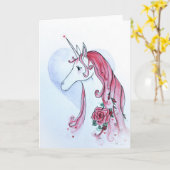 Carte de vœux de la Saint-Valentin licorne (Fleur jaune)