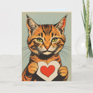 Carte de vœux de la Saint-Valentin pour chat tigré