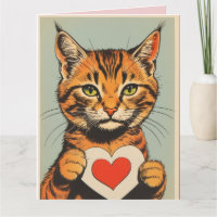Carte de vœux de la Saint-Valentin pour chat tigré