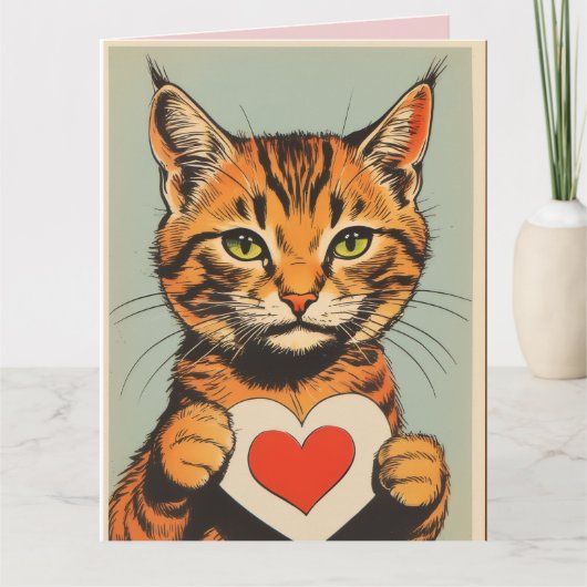 Carte de vœux de la Saint-Valentin pour chat tigré (Devant)