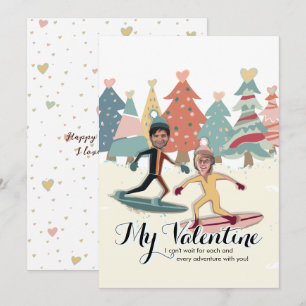 Carte de vœux de la Saint-Valentin pour le snowboa