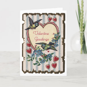 Carte de vœux de la Saint-Valentin pour oiseaux bl