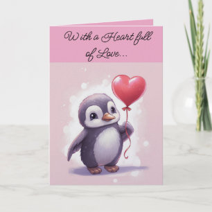 Carte de vœux de la Saint-Valentin pour pingouin