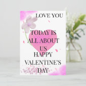 Carte de vœux de la Saint-Valentin rose | Amour ro (Debout devant)