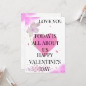 Carte de vœux de la Saint-Valentin rose | Amour ro (Devant/Arrière en situation)