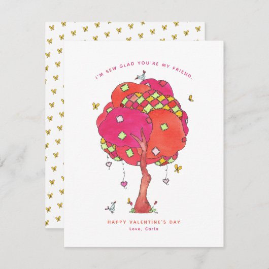 Carte de vœux de la Saint-Valentin "Sew Cute" (Devant / Derrière)