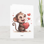 Carte de vœux de la Saint-Valentin Singe Cœurs Rou (Dos)