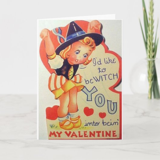 Carte de voeux de la Saint Valentin sorcière vinta (Devant)