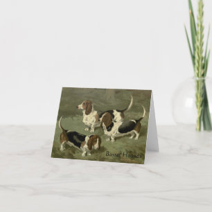 Carte de voeux de la série Dog - Basset Hounds