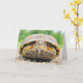 Carte de voeux de la tortue (Fleur jaune)