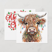 Carte de vœux de la vache des Highlands (Devant / Derrière)