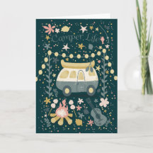 Carte de voeux de la vie nocturne du camping