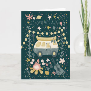 Carte de voeux de la vie nocturne du camping