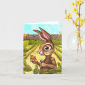 Carte de voeux de lapin amusant (Fleur jaune)