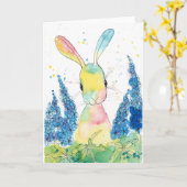 Carte de voeux de lapin de delphinium d'art de (Fleur jaune)