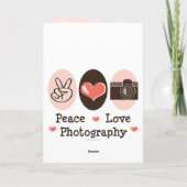 Carte de voeux de l'appareil photo Peace Love (Dos)