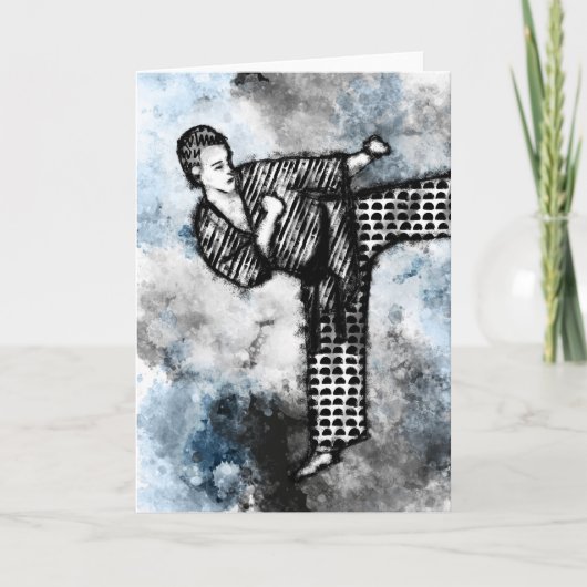 Carte de voeux de l'artiste martiale Karate Kick J (Devant)