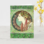 Carte de voeux de laurier d'Alphonse Mucha (Fleur jaune)