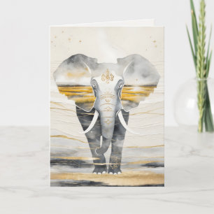 Carte de vœux de l'éléphant gardien tissé de rêve