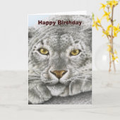 Carte de voeux de léopard de neige (Fleur jaune)