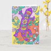 Carte de voeux de lézard de Talavera (Fleur jaune)