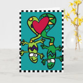 Carte de voeux de lézards d'amour (Fleur jaune)