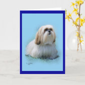 Carte de voeux de Lhasa Apso (Fleur jaune)