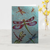 Carte de voeux de libellule blanche à l'intérieur (Fleur jaune)