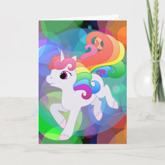 Carte de voeux de licorne d'arc-en-ciel