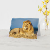 Carte de voeux de lion (Fleur jaune)