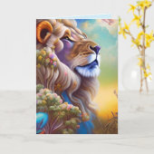 carte de voeux de lion de rêve (Fleur jaune)