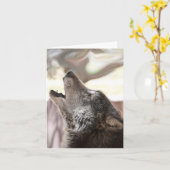 Carte de voeux de loup d'hurlement (Fleur jaune)