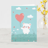 Carte de vœux de l'ours d'amour mignon (Fleur jaune)