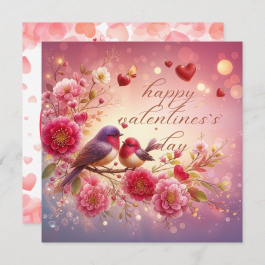 Carte de voeux de Lovebirds Valentine (Devant / Derrière)